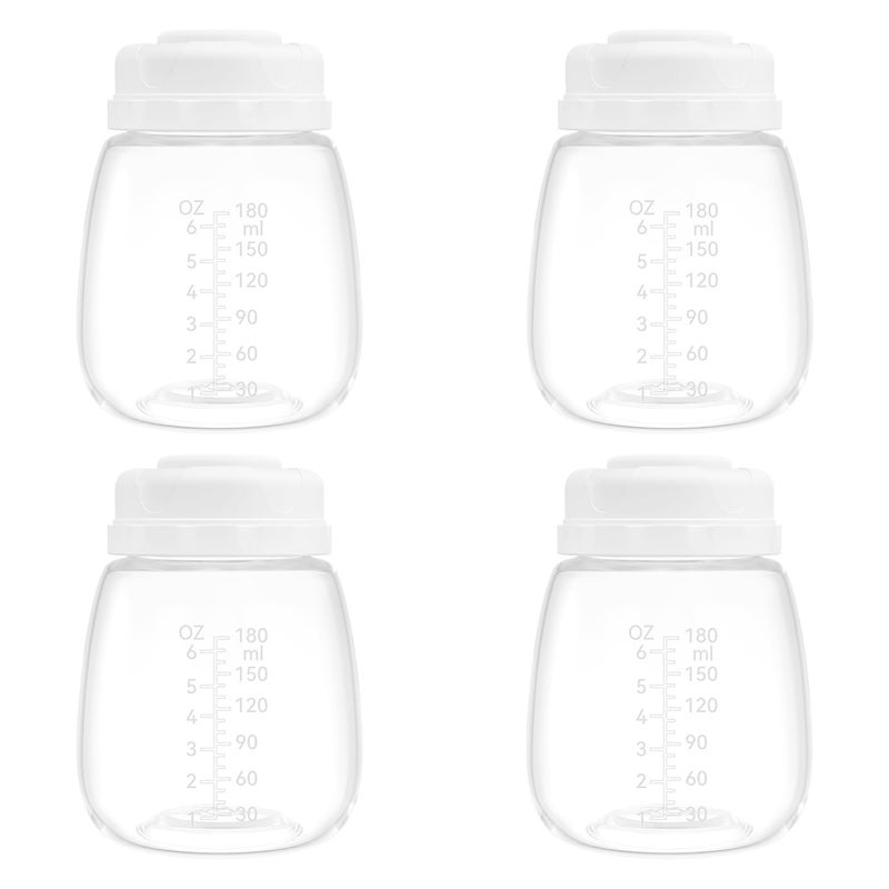 Gotocut Breast Milk Collection and Storage Bottles, 6oz/180ml, Compatible with Spectra S1 S2 9 Plus, Motif Luna, and Most Wide-Mouth Flanges, Work with Spectra Bottles for Pumping, 4 Pack - Image 1
